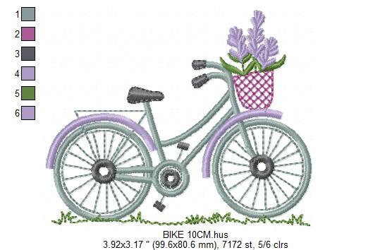 Bike embroidery designs - Bicycle embroidery design machine embroidery pattern - baby  girl embroidery file - jef pes dst hus vip vp3 xxx Marcia Embroidery