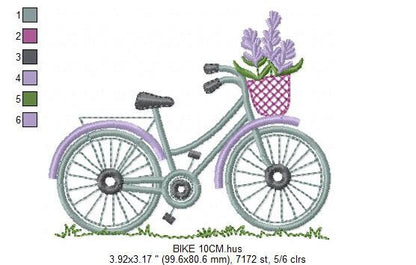 Bike embroidery designs - Bicycle embroidery design machine embroidery pattern - baby  girl embroidery file - jef pes dst hus vip vp3 xxx Marcia Embroidery