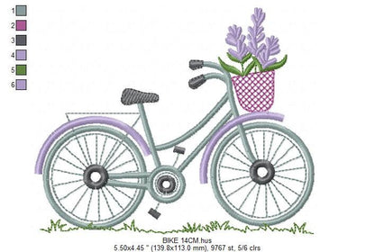 Bike embroidery designs - Bicycle embroidery design machine embroidery pattern - baby  girl embroidery file - jef pes dst hus vip vp3 xxx Marcia Embroidery