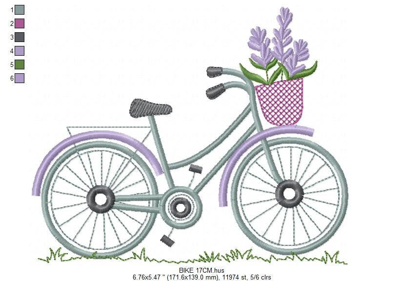 Bike embroidery designs - Bicycle embroidery design machine embroidery pattern - baby  girl embroidery file - jef pes dst hus vip vp3 xxx Marcia Embroidery