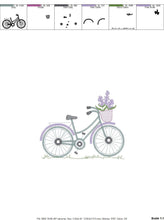 Load image into Gallery viewer, Bike embroidery designs - Bicycle embroidery design machine embroidery pattern - baby  girl embroidery file - jef pes dst hus vip vp3 xxx
