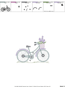 Bike embroidery designs - Bicycle embroidery design machine embroidery pattern - baby  girl embroidery file - jef pes dst hus vip vp3 xxx