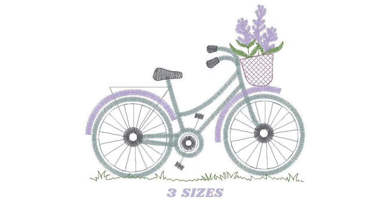 Bike embroidery designs - Bicycle embroidery design machine embroidery pattern - baby  girl embroidery file - jef pes dst hus vip vp3 xxx Marcia Embroidery