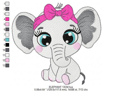 Elephant embroidery designs - Animal embroidery design machine embroidery pattern - Baby girl embroidery file - kid embroidery Towel pillow