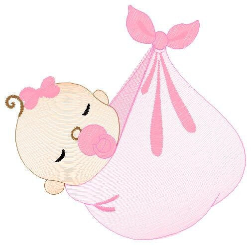 Sleeping baby embroidery design - Baby girl embroidery design machine embroidery pattern - Newborn embroidery file nursery instant download
