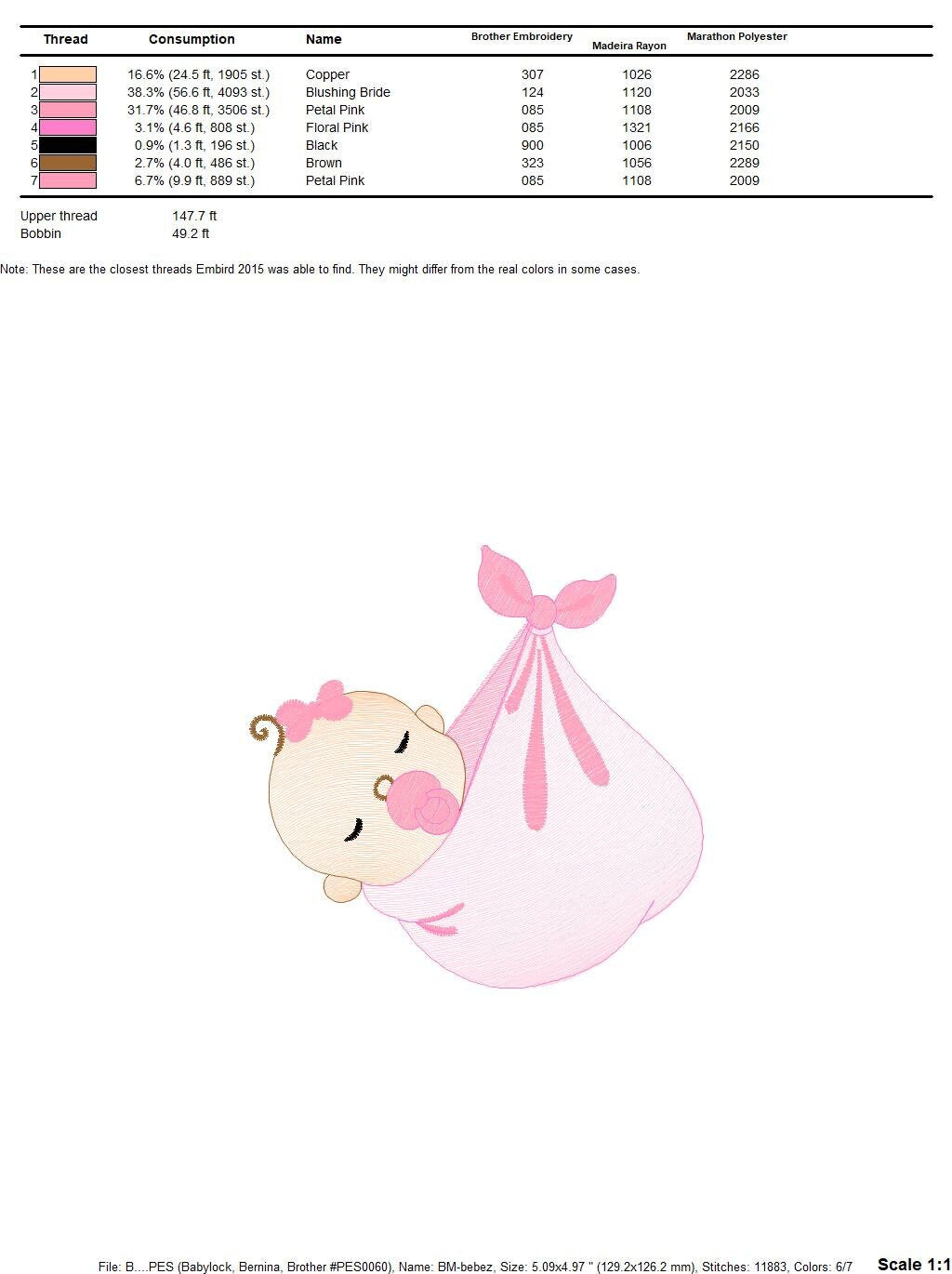 Sleeping baby embroidery design - Baby girl embroidery design machine embroidery pattern - Newborn embroidery file nursery instant download