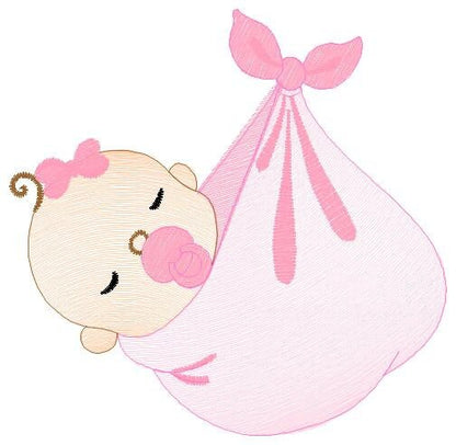 Sleeping baby embroidery design - Baby girl embroidery design machine embroidery pattern - Newborn embroidery file nursery instant download