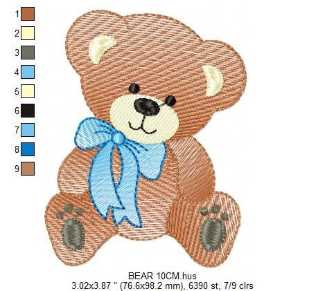 Bear embroidery designs - Baby boy embroidery design machine embroidery pattern - Cute Teddy Bear embroidery file - instant download pes jef