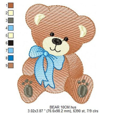 Bear embroidery designs - Baby boy embroidery design machine embroidery pattern - Cute Teddy Bear embroidery file - instant download pes jef