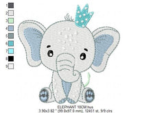 Laden Sie das Bild in den Galerie-Viewer, King Elephant embroidery designs - Animal embroidery design machine embroidery pattern - Baby girl embroidery file - elephant with crown pes
