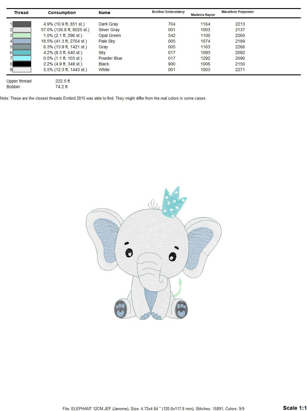 King Elephant embroidery designs - Animal embroidery design machine embroidery pattern - Baby girl embroidery file - elephant with crown pes Marcia Embroidery