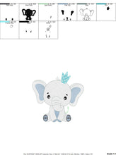 Load image into Gallery viewer, King Elephant embroidery designs - Animal embroidery design machine embroidery pattern - Baby girl embroidery file - elephant with crown pes
