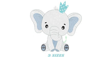 Charger l&#39;image dans la galerie, King Elephant embroidery designs - Animal embroidery design machine embroidery pattern - Baby girl embroidery file - elephant with crown pes
