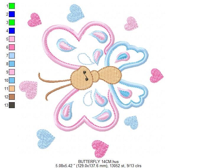 Butterfly embroidery design - Cute embroidery designs machine embroidery pattern - Baby girl embroidery file - instant download digital pes