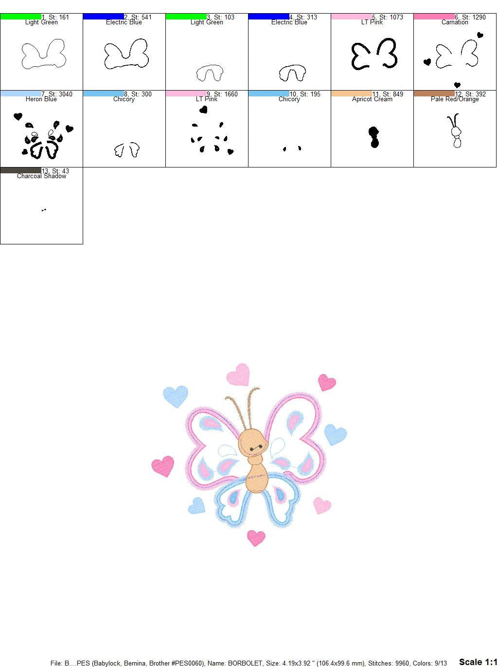 Butterfly embroidery design - Cute embroidery designs machine embroidery pattern - Baby girl embroidery file - instant download digital pes