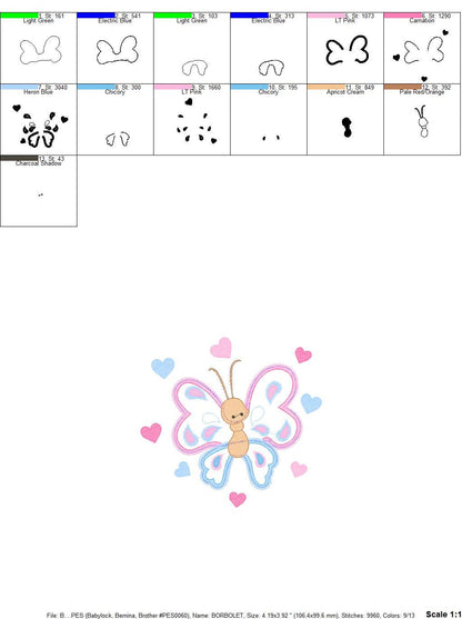 Butterfly embroidery design - Cute embroidery designs machine embroidery pattern - Baby girl embroidery file - instant download digital pes