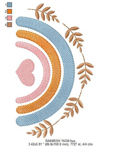 Boho Rainbow embroidery design - Colorful Rainbow machine embroidery pattern - Baby girl file - Instant digital download pes jef dst hus vp3