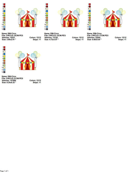 Circus embroidery design - Market Tent with balloons machine embroidery pattern - Fair embroidery file - Instant digital download pes jef