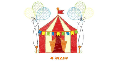Circus embroidery design - Market Tent with balloons machine embroidery pattern - Fair embroidery file - Instant digital download pes jef