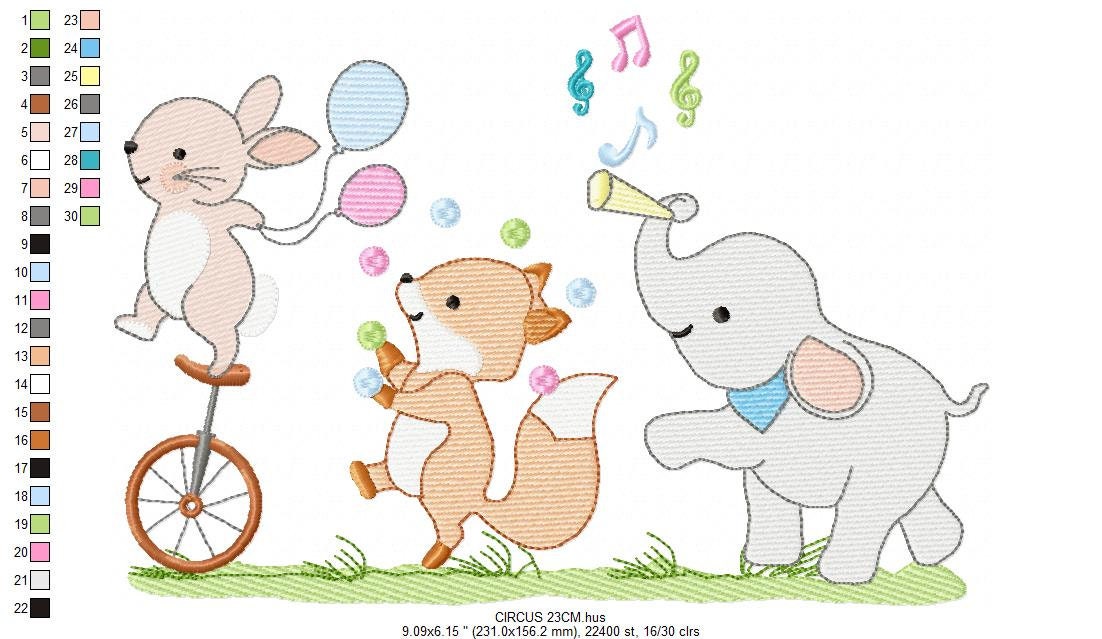 Animals embroidery designs - Elephant embroidery design machine embroidery pattern - Rabbit embroidery file - Fox embroidery rippled design
