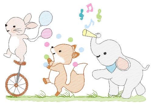 Animals embroidery designs - Elephant embroidery design machine embroidery pattern - Rabbit embroidery file - Fox embroidery rippled design