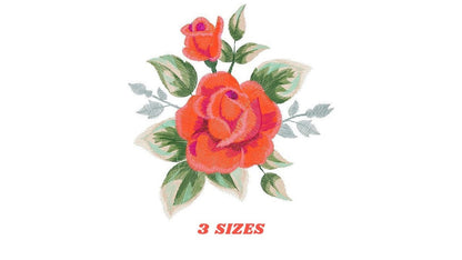 Roses embroidery designs - Flower embroidery design machine embroidery pattern - Rose floral embroidery file - instant digital download pes