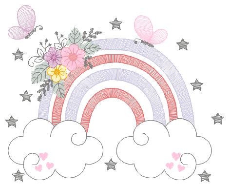 Rainbow embroidery design - Rainbow with clouds embroidery designs machine embroidery pattern - Baby girl embroidery file - digital download