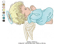 Load image into Gallery viewer, Angel embroidery designs - Religious embroidery design machine embroidery pattern - Angel with wings and halo embroidery file download pes
