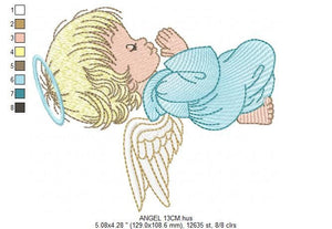 Angel embroidery designs - Religious embroidery design machine embroidery pattern - Angel with wings and halo embroidery file download pes