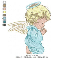 Charger l&#39;image dans la galerie, Angel embroidery designs - Religious embroidery design machine embroidery pattern - Angel with wings and halo embroidery file download pes
