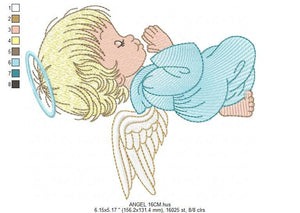 Angel embroidery designs - Religious embroidery design machine embroidery pattern - Angel with wings and halo embroidery file download pes