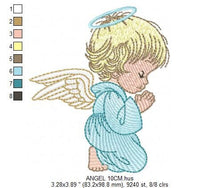 Charger l&#39;image dans la galerie, Angel embroidery designs - Religious embroidery design machine embroidery pattern - Angel with wings and halo embroidery file download pes
