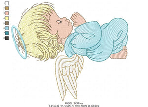 Angel embroidery designs - Religious embroidery design machine embroidery pattern - Angel with wings and halo embroidery file download pes