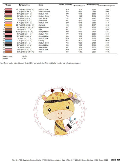Giraffe embroidery designs - Woodland animals embroidery design machine embroidery pattern - Baby boy embroidery file - instant download pes Marcia Embroidery
