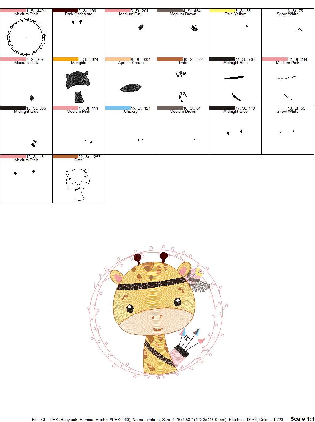 Giraffe embroidery designs - Woodland animals embroidery design machine embroidery pattern - Baby boy embroidery file - instant download pes Marcia Embroidery