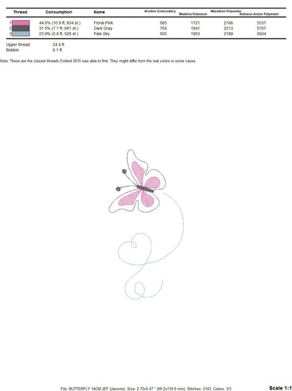 Butterfly embroidery design - Delicate embroidery designs machine embroidery pattern - Mini embroidery file - instant digital download pes