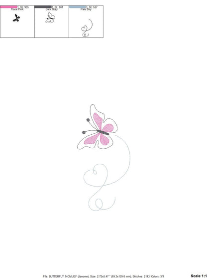 Butterfly embroidery design - Delicate embroidery designs machine embroidery pattern - Mini embroidery file - instant digital download pes