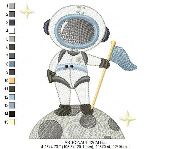 Astronaut embroidery designs - Baby boy embroidery design machine embroidery pattern - instant download - Space embroidery file Moon Flag - Marcia Embroidery