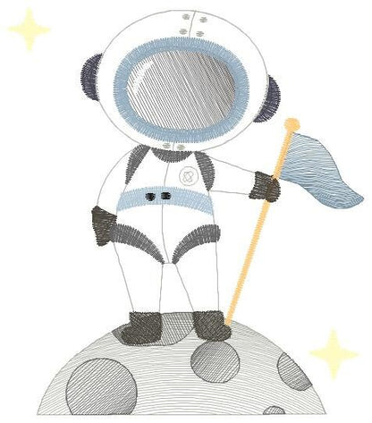 Astronaut embroidery designs - Baby boy embroidery design machine embroidery pattern - instant download - Space embroidery file Moon Flag - Marcia Embroidery