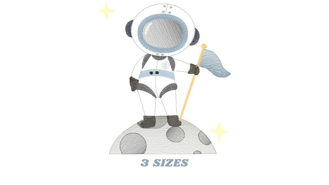 Astronaut embroidery designs - Baby boy embroidery design machine embroidery pattern - instant download - Space embroidery file Moon Flag - Marcia Embroidery