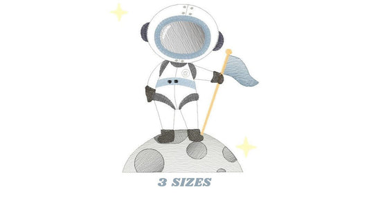 Astronaut embroidery designs - Baby boy embroidery design machine embroidery pattern - instant download - Space embroidery file Moon Flag