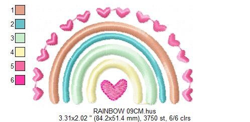 Boho Rainbow embroidery design - Colorful Rainbow with hearts embroidery designs machine embroidery pattern - Girl design - instant download
