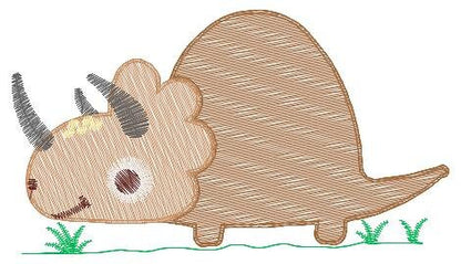 Dinosaur embroidery designs - Dino embroidery design machine embroidery pattern - instant download - Triceratops embroidery file pes jef hus