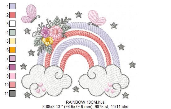 Rainbow embroidery design - Rainbow with clouds embroidery designs machine embroidery pattern - Baby girl embroidery file - digital download