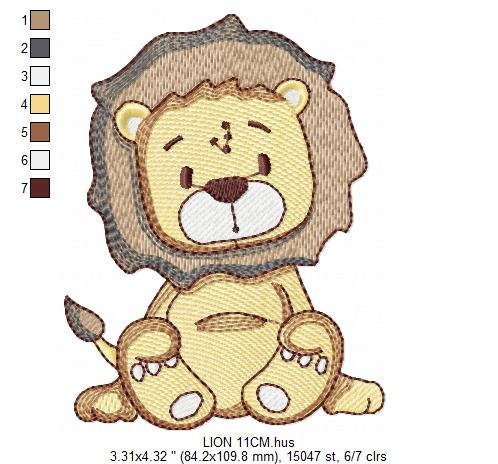 Lion embroidery designs - Safari wild animal machine embroidery pattern - Baby boy file - instant digital download pes jef hus vip dst xxx