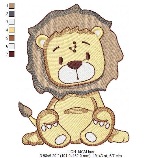 Lion embroidery designs - Safari wild animal machine embroidery pattern - Baby boy file - instant digital download pes jef hus vip dst xxx
