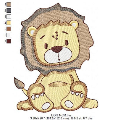 Lion embroidery designs - Safari wild animal machine embroidery pattern - Baby boy file - instant digital download pes jef hus vip dst xxx