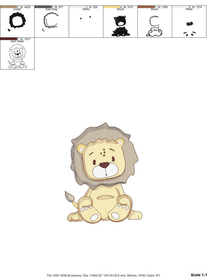 Lion embroidery designs - Safari wild animal machine embroidery pattern - Baby boy file - instant digital download pes jef hus vip dst xxx