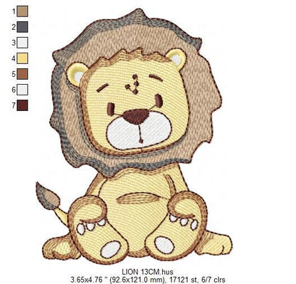 Lion embroidery designs - Safari wild animal machine embroidery pattern - Baby boy file - instant digital download pes jef hus vip dst xxx