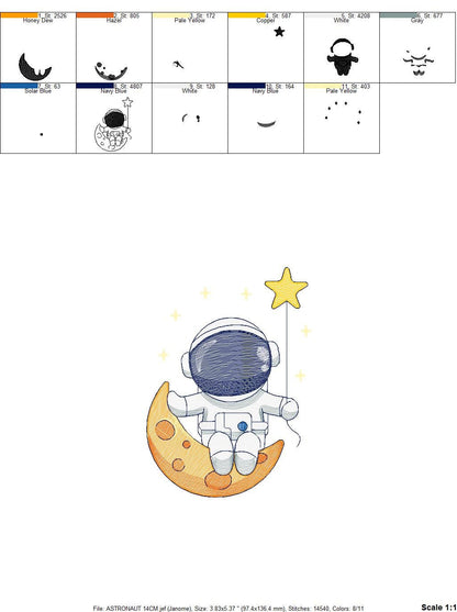 Astronaut embroidery designs - Baby boy embroidery design machine embroidery pattern - instant download - Moon embroidery file Space Earth